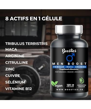 Men boost Pre-workout Extra Strength Maca Tribulus terrestris Arginine Citrulline Zinc Vitamin B12 Copper Selenium Sports & Male Performance Endurance Vigor Energy 120 Capsules - Buy Online on GoSupps.com