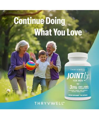 ThryvWell Jointly for Men Joint Bone & Cartilage Supplement Glucosamine Chondroitin MSM Turmeric Boswellia Collagen Vitamin D Calcium Hyaluronic Acid Magnesium & Boron 120 Capsules - Buy Online on GoSupps.com