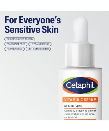 Cetaphil Vitamin C Serum Visibly Reduces Look of Dark Spots and Hyperpigmentation Formulated with Niacinamide Designed for Sensitive Skin Fragrance Free Dermatologist Tested 1oz - Buy Online on GoSupps.com