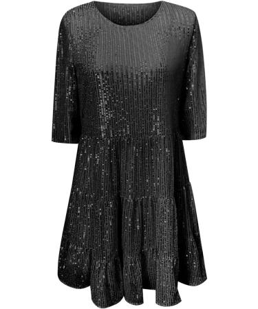 Shop Hanxiulin Women's Sequin Party Dresses - Short Christmas & Cocktail Dresses for Weddings | Festive & Leisure Styles in Black - Buy Online on GoSupps.com