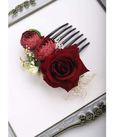Kercisbeauty Red Rose Burgundy Hair Comb - Bridal Vintage Headpiece for Women & Girls - Buy Online on GoSupps.com
