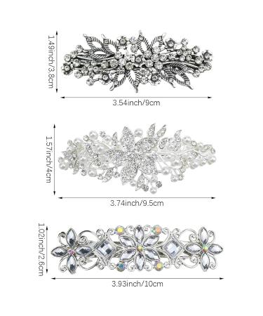 Vintage Floral Rhinestone Hair Clips Set - 3 Antique Style Hair Accessories with Crystal Beads for Women - Buy Online on GoSupps.com