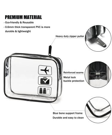 TSA Approved Clear Toiletry Bag Set - 3 Pcs Quart Size Makeup Bags for Men and Women - Carry-on Compliant Cosmetic Travel Bag (Black) - Buy Online on GoSupps.com