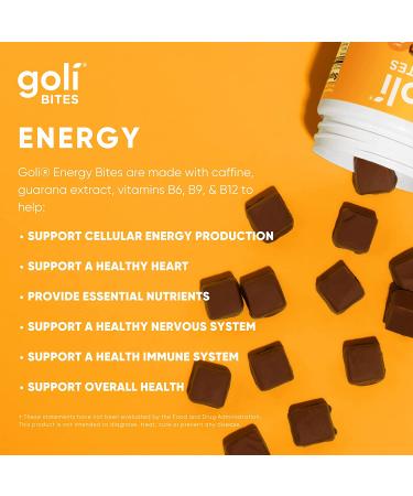 Goli Energy Bites - Salted Caramel Chocolate Flavor with Guarana Extract, Caffeine, and Vitamins B6, B9 & B12 - 30 Count (Pack of 1) - Buy Online on GoSupps.com