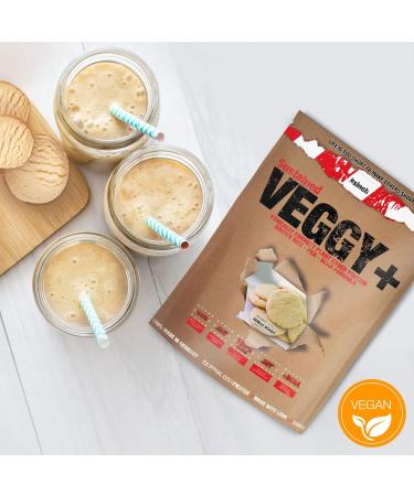 Veggy+ Vegan Protein Powder - Vanilla Biscuit Flavor | 900g Rice & Pea Protein with BCAAs | High Protein Vegan Shake (70% Protein) - Buy Online on GoSupps.com