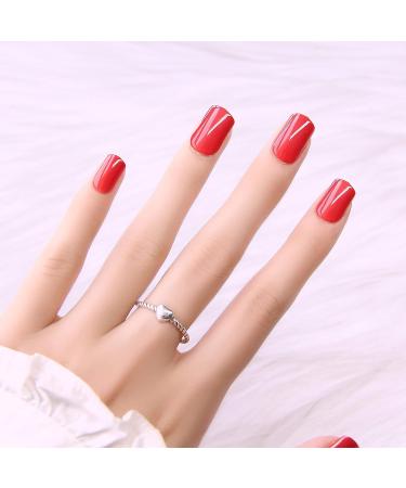 120 Pcs Short Stiletto Red False Nail Tips | Full Cover Acrylic Gel Press on Nails - Buy Online on GoSupps.com