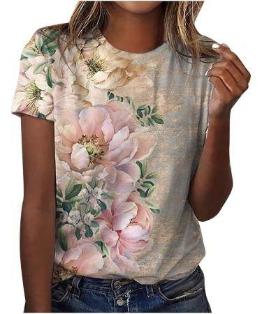 Shop Stylish Women's Printed Round-Neck Short Sleeve Blouses | Summer Tunic Tops & Festive Shirts - XL Multi-Colored Selection - Buy Online on GoSupps.com