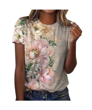 Women shirt blouses printed round -necked short sleeve women basic shirt light running shirt summer traditional blouse festive tops cuddly tunic top loose long shirt xl multi -colored