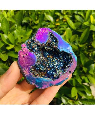 Specimen Natural Agate Geode Slice Quartz Electroplated Cluster Crystal Points - Buy Online on GoSupps.com