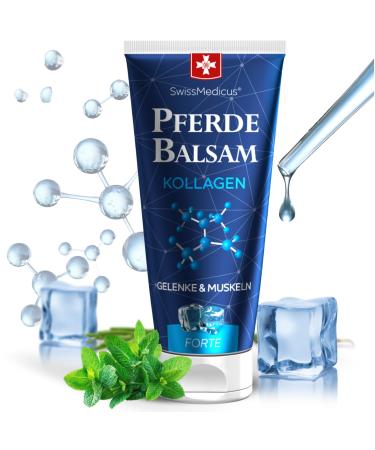 Swissmedicus horse balm with collagen forte 200 ml - horse ointment muscle gel against sore muscles and for muscle regeneration (cooling) 200 ml (1 Pack)