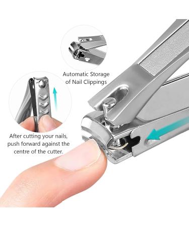Nail Clipper Fingernail Cutter Scissors Stainless Steel Anti Splashing Tool with File - Buy Online on GoSupps.com