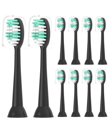 Everystep Replacement Toothbrush Heads 10 Pack for AquaSonic Black Series for Vibe Series Black Series pro and for Duo Series pro Electric Toothbrush Balck