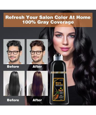 FONDIIA Herbal Brown Hair Color Shampoo 500ML - Instant 3-in-1 Hair Dye for Natural Gray, Brown, and Black Hair Coloring - 15-Minute Refreshing Formula - Buy Online on GoSupps.com