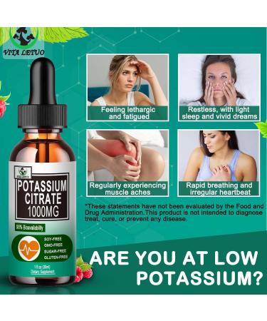Potassium Citrate Liquid Drops Potassium Supplement 1000mg Liquid Support Muscle Cramp Relief Heart Health and Sleep Highly Absorbable for Adults Women & Men Vegan 30 Servings - Buy Online on GoSupps.com