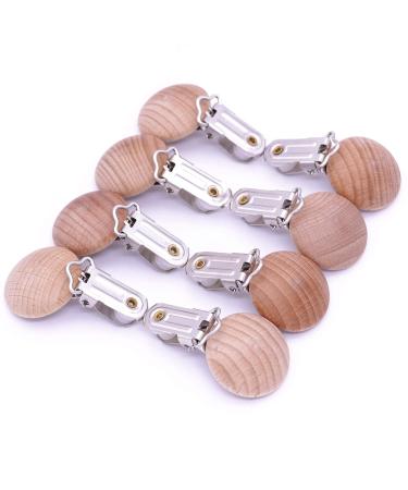 Sutoyuen 10Pcs 30mm (1.18) Natural Wood Pacifier Holder Round Beech Metal Teether Wooden Teething Beads Suspender Clips DIY Pacifier Accessories - Buy Online on GoSupps.com