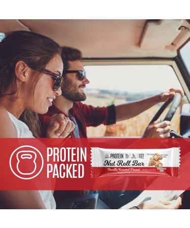 Genius Gourmet Nut Roll Bars Vanilla Caramel Peanut 10g Protien Zero Added Sugar Gluten Free Non-GMO Sweet Snack & Dessert for Adults and Kids 10 Ct Box - Buy Online on GoSupps.com