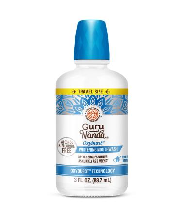 GuruNanda Oxyburst Teeth Whitening Mouthwash Alcohol & Fluoride Free with Hydrogen Peroxide & 7 Essential Oils for On-The-Go Freshness TSA Friendly Wild Mint 3 fl oz 3 Fl Oz (Pack of 1)