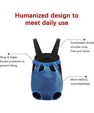 Legs Out Dog Carrier Backpacks Cat Pet Front Carrier Backpack Dog Travel Bag Adjustable Front Chest Backpack Rucksack Breathable Mesh Hands Free Shoulder Bag for Small Dog Puppy Cat Traveling Outdoor XL Blue(Mesh) - Buy Online on GoSupps.com