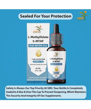 L-Methylfolate 15mg + Methyl B12 Liquid Drops High Potency Sublingual Formula with Natural Berry Flavor Active 5-MTHF & Bioactive B12 for Mood Cognitive Health & Methylation Support (2oz) - Buy Online on GoSupps.com