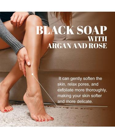  LinBomZony Moroccan Black Soap with Pink Argan Oil 200g Exfoliating Body Soap Deep Cleansing Moisturizing and Gentle Skin Polish Makes It Smooth and Delicate (1 Piece) - Buy Online on GoSupps.com