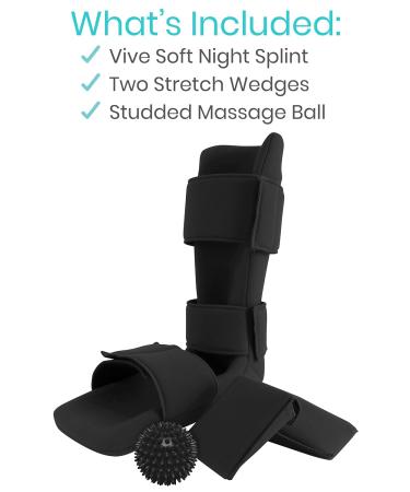 Vive Plantar Fasciitis Night Splint + Spike Ball - Orthopedic Leg Brace for Achilles Pain Relief - Black X-Large - Buy Online on GoSupps.com