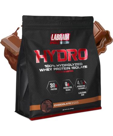 LABRADA Hydro 100% Pure Hydrolyzed Whey Protein Isolate Powder, Lactose Free, Glutamine, Fastest Digesting Whey Available, Instant Mixing, Delicious Taste 47 Servings 4lb (Chocolate) Chocolate 4 Pound (Pack of 1)