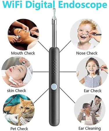XIXIDIAN Ear Wax Removal Tool 4.5mm Ear Wax Removal Ear Cleaner Wireless Ear Otoscope with 6 LED Light for Adults Kids - Buy Online on GoSupps.com