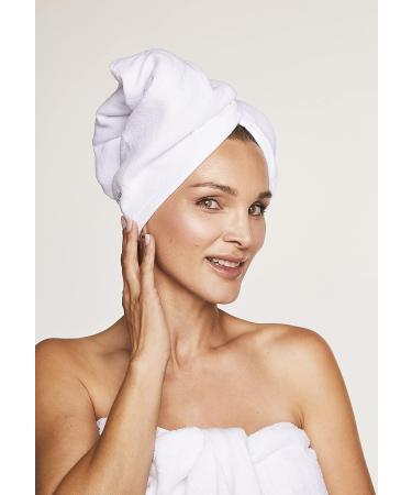 Glov Quick-Dry Microfiber Hair Turban - Absorbent Towel with Loop & Buttons | Universal Size (White) for Fast Drying - Buy Online on GoSupps.com