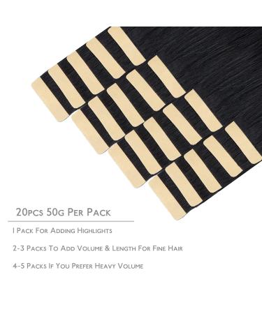 Salife Invisible Tape Extensions - 20Pcs 40g 30cm Deep Black Remy Real Hair - Silky Straight Skin Weft - Buy Online on GoSupps.com