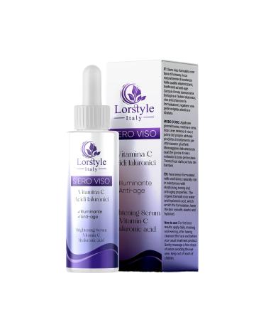 Lorstyle Vitamin C Serum for face with Hyaluronic Acid and Ferulic Acid - Brightening Moisturizing Anti-aging Anti Dark spot effects for Women/Men - Made in Italy