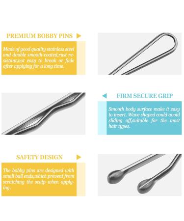JIRIS Silver Bobby Pins 100 Count 2 Inches - Hairpins for Women, Girls & Kids - Invisible Wave Barrette Hair Clips with Storage Bag - Bulk Hair Accessories - Buy Online on GoSupps.com