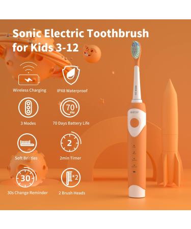 ED08 Electric Toothbrush for Teens | IPX8 Waterproof 4 Sonic Modes Rechargeable Automatic Tooth Brush - Orange - Buy Online on GoSupps.com