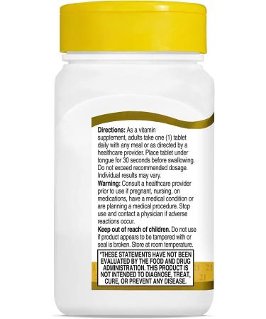 21st Century B-12 2500 mcg Sublingual Tablets - 110 Count for Energy & Vitality - Buy Online on GoSupps.com