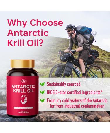 HUJ Antarctic Krill Oil 1000mg with Omega-3s EPA DHA Astaxanthin Phospholipids and Choline - Sustainably Sourced - 60 Softgels - Buy Online on GoSupps.com