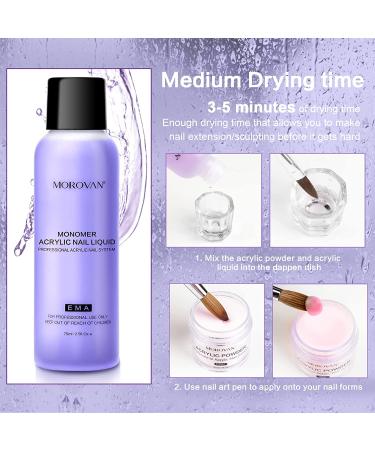 Morovan Non-Yellow Acrylic Nail Liquid 2PCS 2.5OZ - Medium Drying Time - For Acrylic Powder - Non-Yellow Nail Monomer Liquid - Buy Online on GoSupps.com