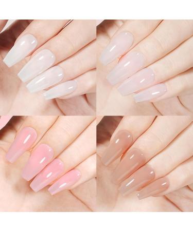 TOMICCA 4PCS Jelly Nude Pink White Gel Nail Polish Set - Sheer Clear Crystal Translucent French Manicure DIY Home Kit 8ML - Buy Online on GoSupps.com