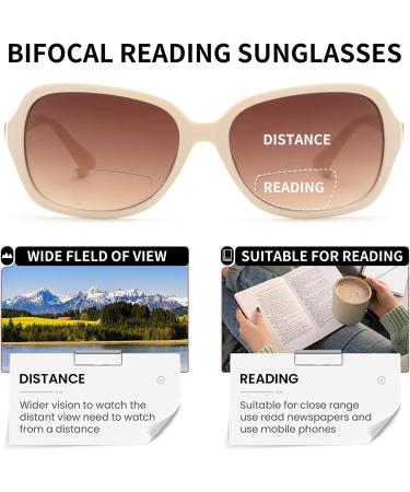Buy JM Classic Bifocal Reading Sunglasses for Women - Vintage UV Protection Reading Glasses in Beige 4.0x | International Shipping - Buy Online on GoSupps.com