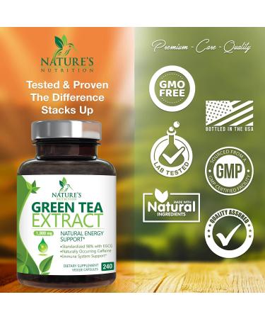 Green Tea Extract 98% Standardized EGCG - 3X Strength for Natural Energy & Heart Support - 240 Capsules - Buy Online on GoSupps.com