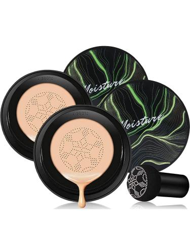 Mushroom Head Air Cushion CC Cream Foundation Cover Concealer Nude Makeup Moisturizing Brightening Pigment Liquid Foundation (2 Pack)