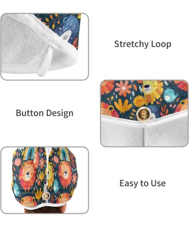 Colorful Lion Hair Towel 2 Pack | Super Absorbent Quick-Dry Hair Turbans for Women & Girls - Buy Online on GoSupps.com