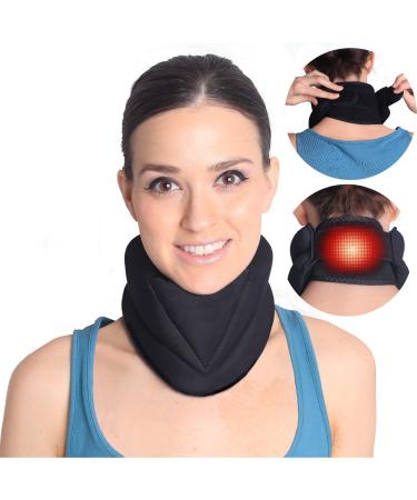 Heated Neck Brace for Neck Pain and Support, Cervical Collar with Large Neck Heating pad for Neck Pain, Neck Warmer for Neck Relax and Neck Decompression, Neck Support and Neck Pain Relief Device