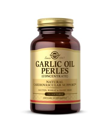 Solgar Garlic Oil Perles, 250 Softgels - Natural Cardiovascular Support - Garlic Oil Concentrate, Reduced Odor - Gluten Free, Dairy Free - 250 Servings