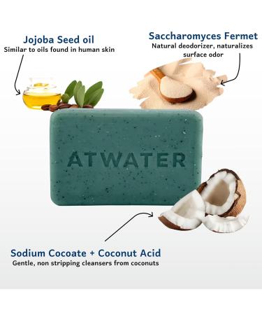 ATWATER Exfoliating Bar Soap for Men | Natural Jojoba & Coconut Soap | No Artificial Fragrances | 207g / 7oz - Best Men's Skincare - Buy Online on GoSupps.com