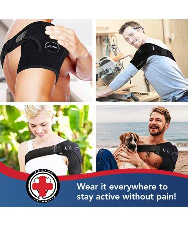 Doctor Developed Shoulder Brace for Pain Relief & Recovery | Left/Right Durable Shoulder Brace for Men & Women | Torn Rotator Cuff Support with Handbook (Black - Buy Online on GoSupps.com
