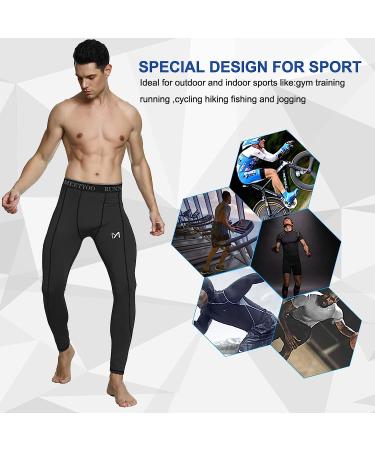 MEETYOO Men's Compression Pants Black Medium | Cool Dry Sports Workout Running Tights - Buy Online on GoSupps.com