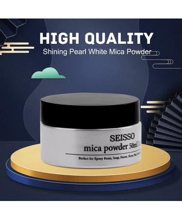 SEISSO Pearl White Mica Powder for Epoxy Resin - 1.76oz Bottle | Dye for Resin, Soap Making, Paints, Bath Bomb, Slime, Nail Polish & More - Buy Online on GoSupps.com
