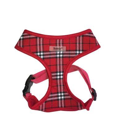 Bunty Tartan Small Dog Harness - Ideal Puppy Harness and Easily Adjustable No Pull Dog Harness for Small Dogs Soft & Breathable Anti Pull Dog Harness - Red Dog Harness Small Red
