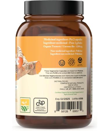Organic Turmeric Capsules - 600mg Pure Curcumin Root Powder Supplement for Gallbladder & Liver Support - 100 Capsules - Buy Online on GoSupps.com