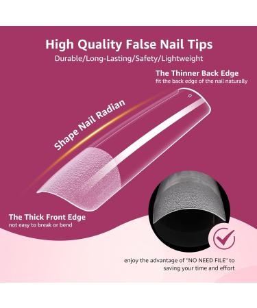 240PCS Soft Gel Square Nail Tips - Clear Ballerina Full Cover Acrylic Nail Tips for Professional & DIY | Perfect for Press-On Nails & Dip Powder - Buy Online on GoSupps.com