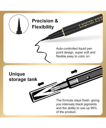 DMDaisiman Waterproof Liquid Eyeliner Set - Long Lasting & Smudgeproof Pen for Precise Black Eye Makeup - Buy Online on GoSupps.com